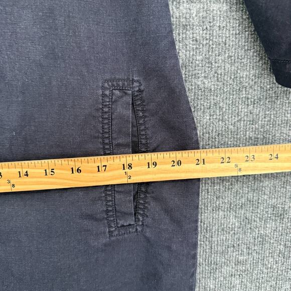 Eileen Fisher Organic Linen Shift Dress Womens Small Navy Button Front Minimal - Picture 13 of 14